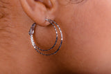 Double strand hoop earrings, Silver Hoop earrings, Earrings with lever back closure