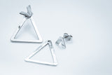 Modern 2 in 1 Earring, geometric jacket post earrings, Artsy gift for her