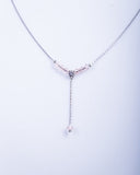 Pink Crystal Sterling Silver Y Necklace: Handcrafted Gift
