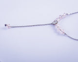 Pink Crystal Sterling Silver Y Necklace: Handcrafted Gift