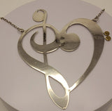 Music Heart Necklace Sterling silver with carnelian stone by New Orleans artist Chester Allen relationship jewelry art