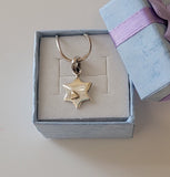 Star of David Necklace, Hanukkah gift, sterling silver with 14 karat gold accent