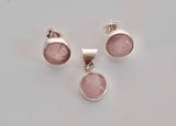 Rose quartz jewelry set 925, gift for universal love and healing, beautiful pink gemstone earring necklace set, Christmas gift