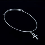 Sterling Silver Ankh Charm Bracelet, Kemetic Goth Jewelry