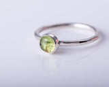 Peridot ring, minimalist jewelry, sterling silver, handmade ring, August and September birthstone