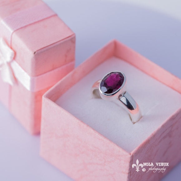 Pink tourmaline ring, sterling silver, faceted Stone of love, and mental healing
