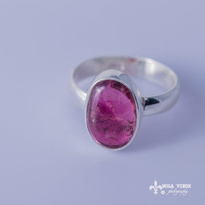 Pink tourmaline ring, sterling silver, Stone of love, and mental healing