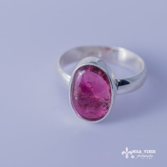 Pink tourmaline ring, sterling silver, Stone of love, and mental healing
