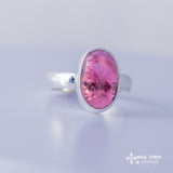 Pink tourmaline ring, sterling silver, Stone of love, and mental healing