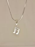 Music note jewelry, 16th note dainty necklace