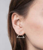 Modern Geometric Triangle Ear Jacket Post Earrings: Artsy Design