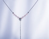 Pink Crystal Sterling Silver Y Necklace: Handcrafted Gift