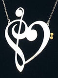 Music Heart Necklace Sterling silver with carnelian stone by New Orleans artist Chester Allen relationship jewelry art