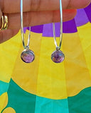 Amethyst hoops, sterling silver, February birthstone, two and one earrings