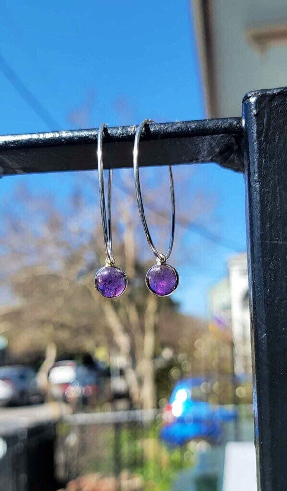 Amethyst hoops, sterling silver, February birthstone, two and one earrings