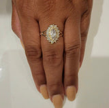 Silver engagement ring, zirconia stones set in sterling silver, handmade jewelry gift for her,