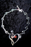 Sterling Silver Music Heart Necklace: Carnelian Stone, Chester Allen Design