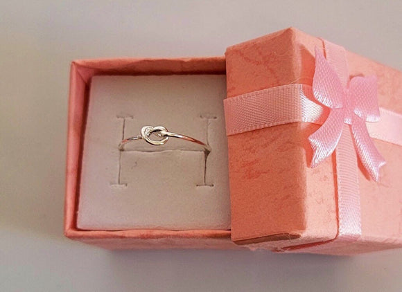 Dainty love knot ring, silver  minimalist gift for her