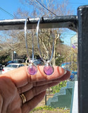 Amethyst hoops, sterling silver, February birthstone, two and one earrings