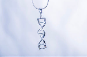 DNA Necklace, double helix pendant for genetic industry gift, sterling silver handmade Necklace science genetics jewelry