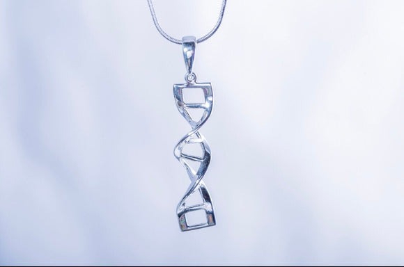 DNA Necklace, double helix pendant for genetic industry gift, sterling silver handmade Necklace science genetics jewelry