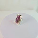 Handmade Dragon Vein Agate Ring: Oval Fuchsia Artisan Jewelry