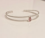 October birthstone, Pink tourmaline cuff set in twisted sterling silver, breast cancer awareness month, Stone of love, and mental healing
