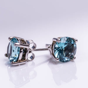 London blue silver studs, March birthday gift, Pisces gift