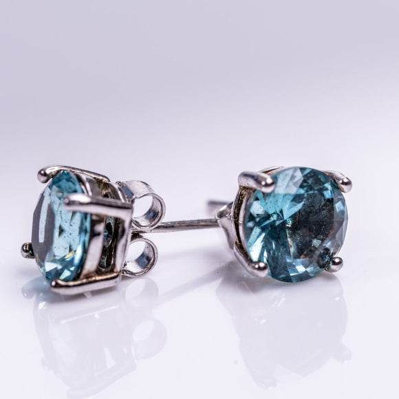 London blue silver studs, March birthday gift, Pisces gift