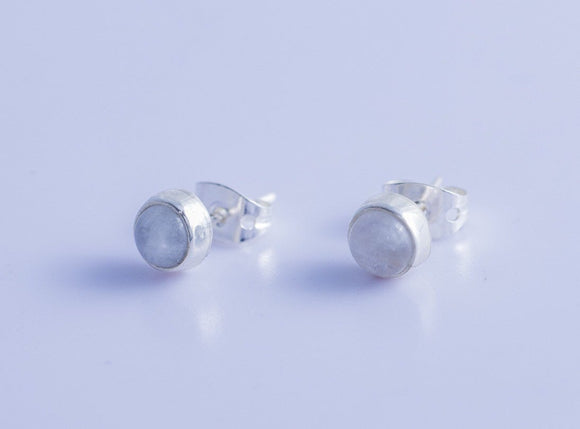 Moonstone stud earrings, jewelry of new beginnings, dainty Moonstone earring, Gift for growth, strength, good luck, June birthstone