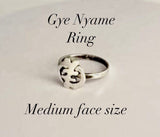 Gye Nyame God First Sterling silver ring medium face