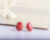 Coral earrings sterling silver, gift for her
