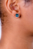 London blue silver studs, March birthday gift, Pisces gift