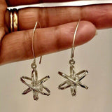 Atom Earring Sterling silver with crystal, science inspired jewelry art, Like Attract Like Earrings