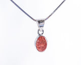 Orange-Red Coral Drop Pendant: Handmade Sterling Silver Jewelry