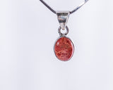 Orange-Red Coral Drop Pendant: Handmade Sterling Silver Jewelry