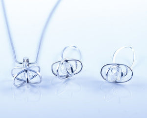 Atom jewelry set, science gift, Sterling silver pendant and earring, handmade jewelry