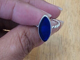 Blue sea glass ring, pinky size 4 and 6 ring, handmade solitaire, beach lovers gift