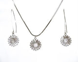 Sterling Silver Crystal Pendant Necklace Dangle Earrings Set Star Fine Jewelry Gift For Her Handmade