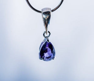 Purple amethyst silver teardrop Necklace, Sterling silver, handmade jewelry, February birthstone, birthday Gift, Mothers Day Gift for her