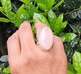 Pink Rose quartz ring, High quality, Handmade statement jewelry set in sterling silver