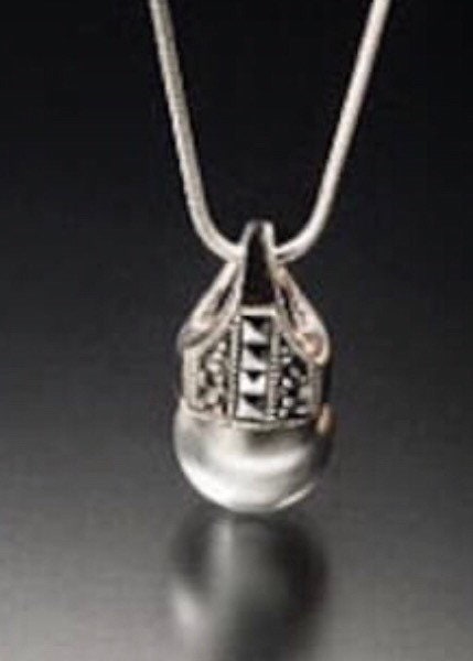 Pearl necklace with Marcasite  set in sterling silver, gray pearl Pendant, perfect for Mothers Day gift