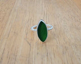 Green Sea Glass Ring: Handmade Sterling Silver Solitaire, Size 5