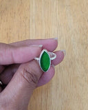 Green Sea Glass Ring: Handmade Sterling Silver Solitaire, Size 5