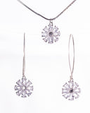 Sterling Silver Crystal Pendant Necklace Dangle Earrings Set Star Fine Jewelry Gift For Her Handmade, Mothers Day Gift