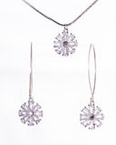Sterling Silver Crystal Pendant Necklace Dangle Earrings Set Star Fine Jewelry Gift For Her Handmade, Mothers Day Gift