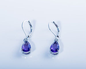 Purple amethyst silver teardrop earrings, sterling silver, February birthstone,  birthday gift, Mothers Day Gift for her