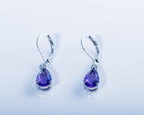 Purple amethyst silver teardrop earrings, sterling silver, February birthstone,  birthday gift, Mothers Day Gift for her