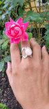 Handmade Pear Rose Quartz Ring: Sterling Silver Boho Jewelry