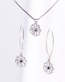 Sterling Silver Crystal Pendant Necklace Dangle Earrings Set Star Fine Jewelry Gift For Her Handmade, Mothers Day Gift